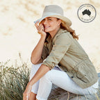 DH012 MIX CAMEL/IVORY - PETA FLEXIBRAID® FEDORA DH012 / M/L (58cm) Can be adjusted down 3cm