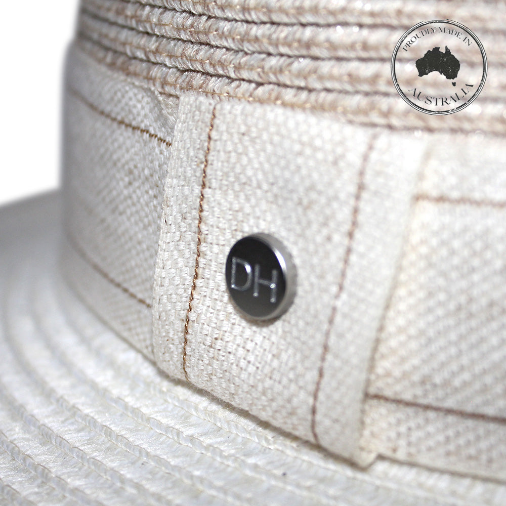 DH013 IVORY/MIX CAMEL - PARSLEY BAY FLEXIBRAID® FEDORA DH013 / M/L (58cm) Can be adjusted down 3cm