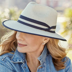DH024 IVORY/NAVY - WINDSOR FEDORA DH024 / M/L (58cm)  Can be adjusted down 3cm
