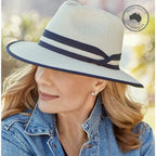 DH024 IVORY/NAVY - WINDSOR FEDORA DH024 / M/L (58cm)  Can be adjusted down 3cm