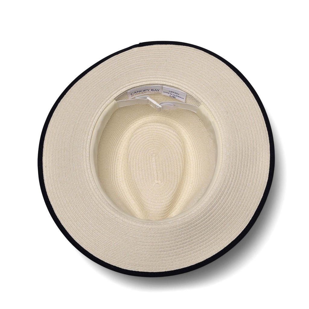 DH024 IVORY/NAVY - WINDSOR FEDORA DH024 / L/XL (60cm) Can be adjusted down 3cm