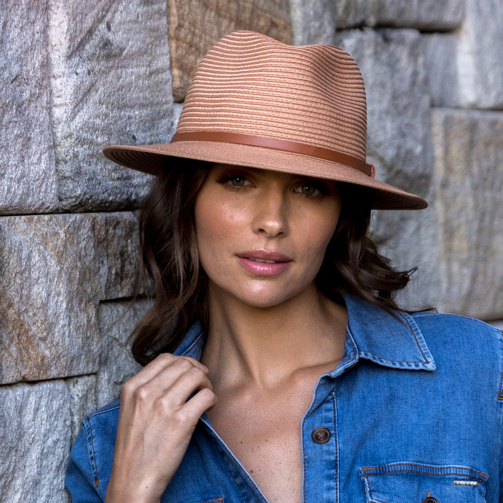 TM571 SAFFRON 58CM (M/L) - HAVANA SHORT BRIM FEDORA TM571 / Rust / M/L (58cm) Can be adjusted down 3cm