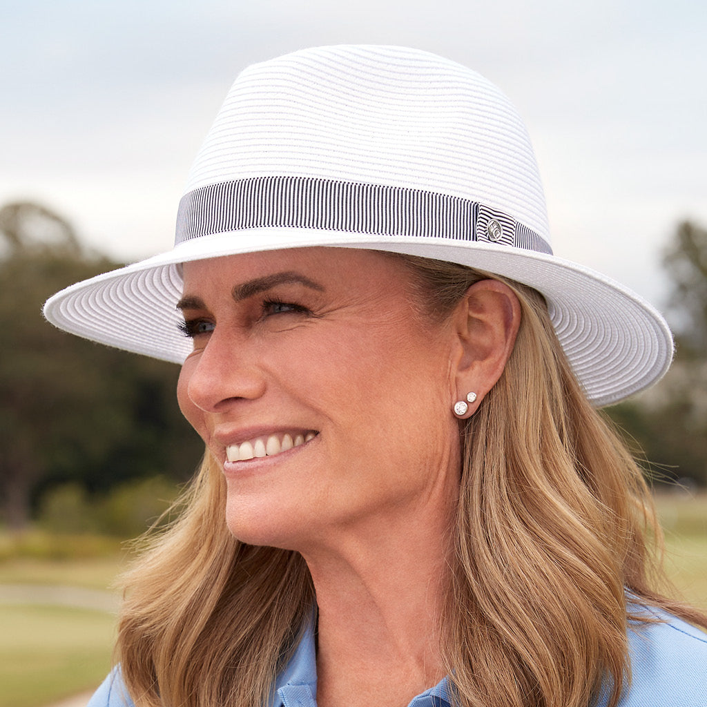 DH037 WHITE/NAVY - SAWGRASS GOLF FEDORA (MAGNETIC) DH037 / White / M/L (58cm) Can be adjusted down 3cm