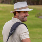 DH036 IVORY/DK TAUPE - PINEHURST GOLF FEDORA (MAGNETIC) DH036 / Ivory / L/XL (60cm) Can be adjusted down 3cm