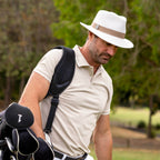 DH036 IVORY/DK TAUPE - PINEHURST GOLF FEDORA (MAGNETIC) DH036 / Ivory / L/XL (60cm) Can be adjusted down 3cm