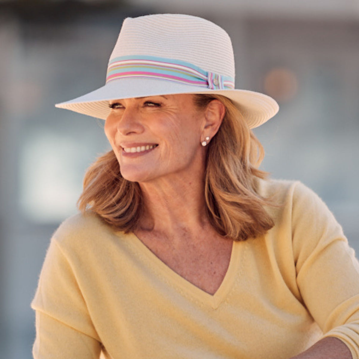 DH057 IVORY - PEREGIAN FLEXIBRAID® FEDORA (MAGNETIC) DH057 / Ivory / S/M (56cm) Can be adjusted down 3cm