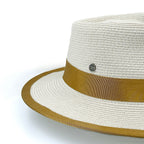 DH070 BEIGE/CARAMEL - BOSTON FEDORA DH070 / Beige/Caramel / M/L (58cm) Can be adjusted down 3cm