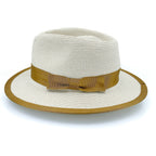 DH070 BEIGE/CARAMEL - BOSTON FEDORA DH070 / Beige/Caramel / S/M (56cm) Can be adjusted down 3cm