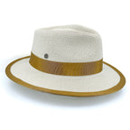 DH070 BEIGE/CARAMEL - BOSTON FEDORA DH070 / Beige/Caramel / S/M (56cm) Can be adjusted down 3cm