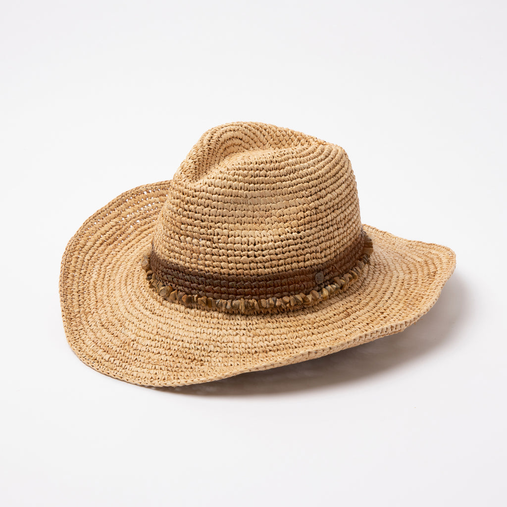 Castaway Raffia Cowboy - Natural/Chocolate