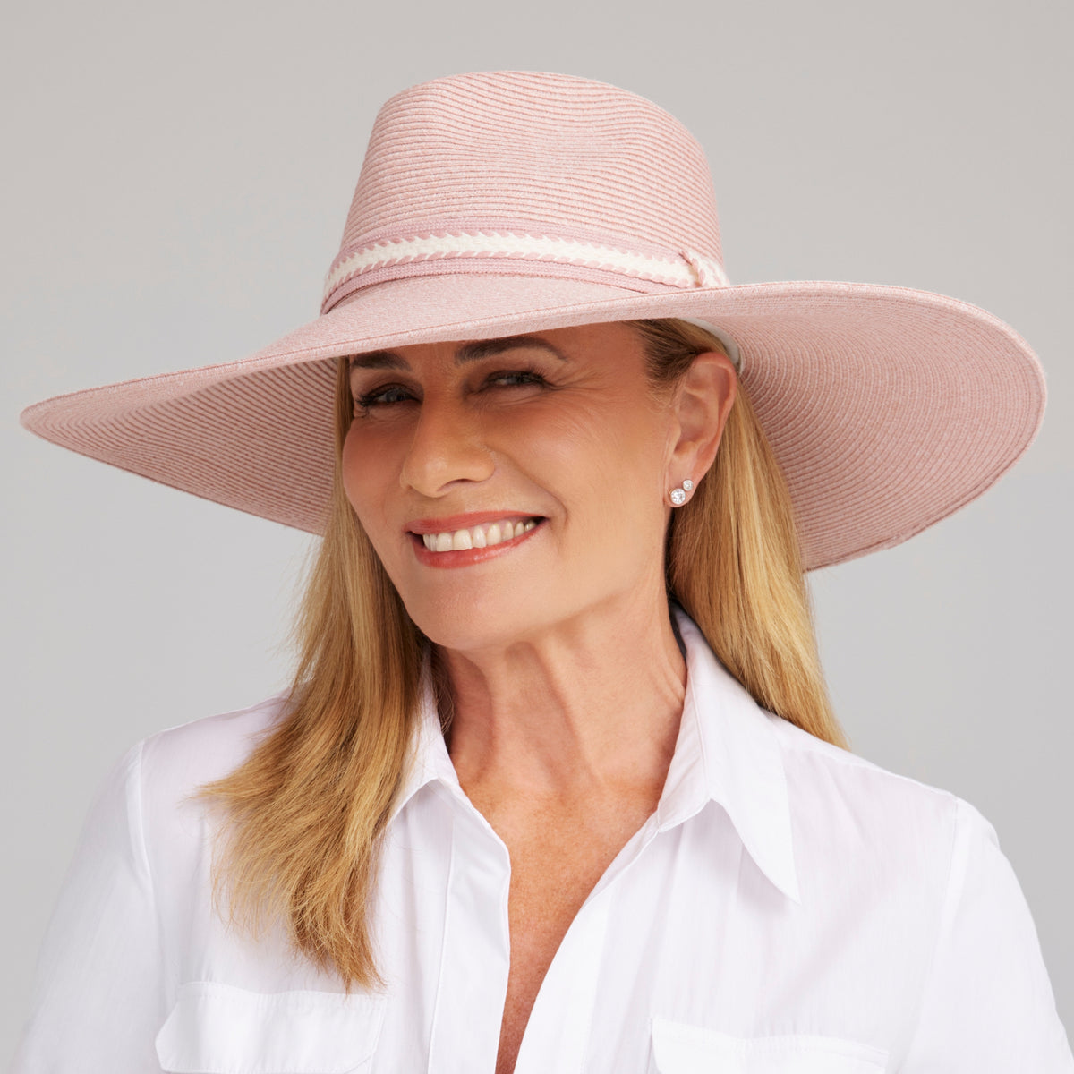 Peony Wide Brim Fedora - Blush