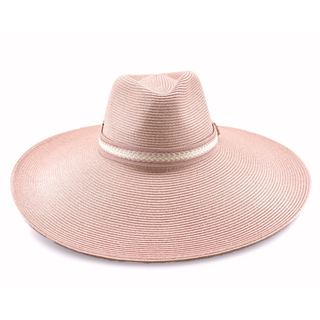 Peony Wide Brim Fedora - Blush