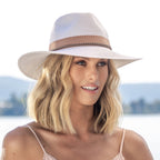 TM599 IVORY/NUTMEG - BAHAMA FEDORA TM599 / Ivory/Nutmeg / L/XL (60cm) Can be adjusted down 3cm