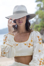 Kristina Flexibraid® Fedora - Mixed Ivory/Khaki